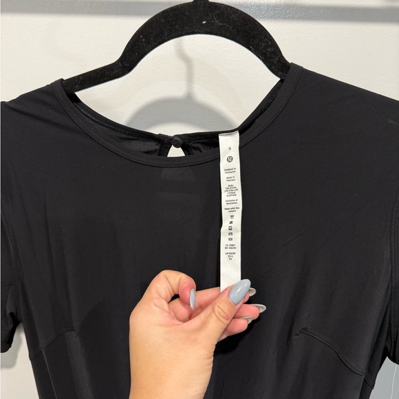Lululemon Lightweight High Neck Black Short Sleeve Romper - Picture 3 of 4